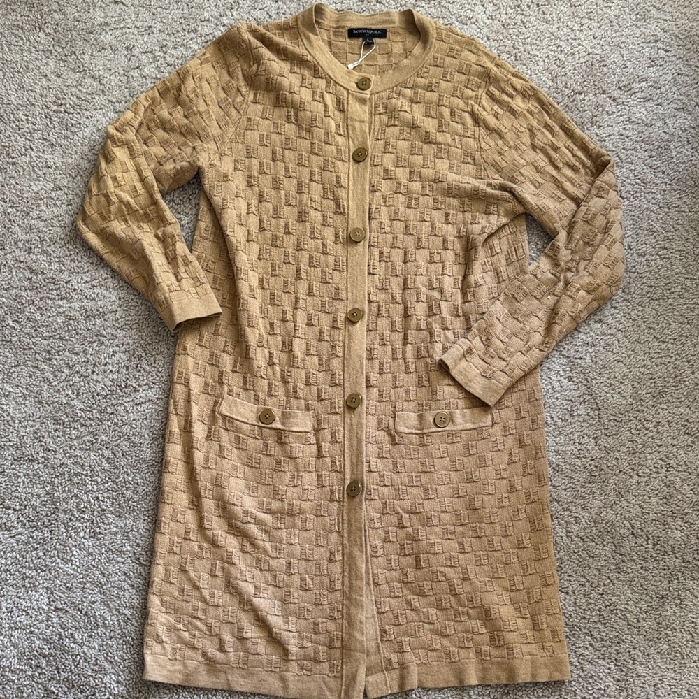 Banana Republic Tan Textured Knit Cardigan
